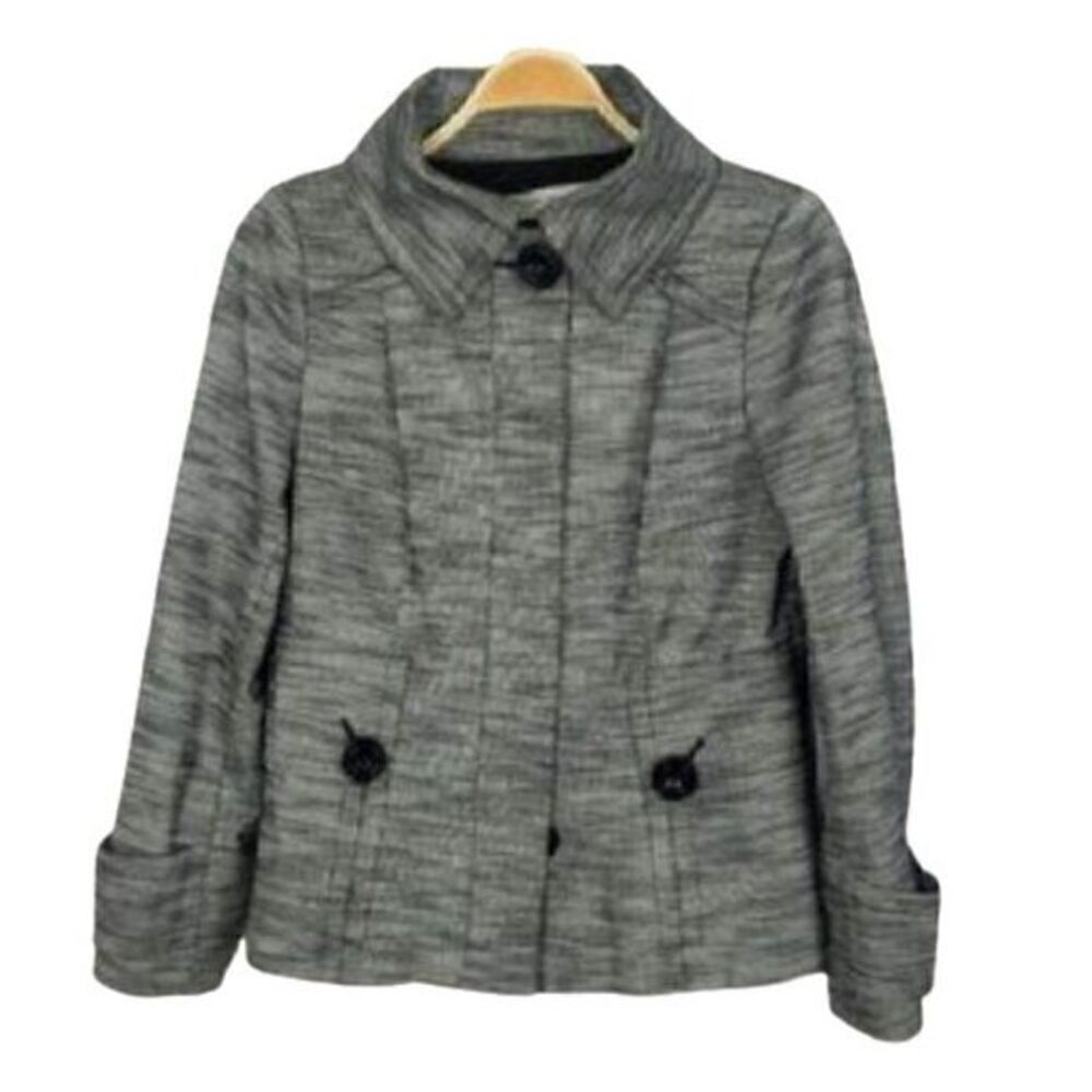 Zara Basic Heathered Gray Knit Peacoat - image 1